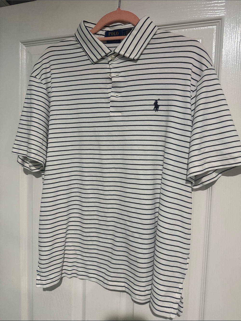 Polo by Ralph Lauren White with Navy Thin-Strip Polo